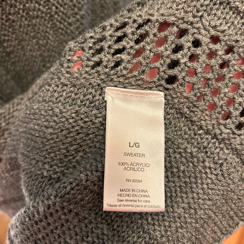 Grey shawl long sweater L - Picture 4 of 7